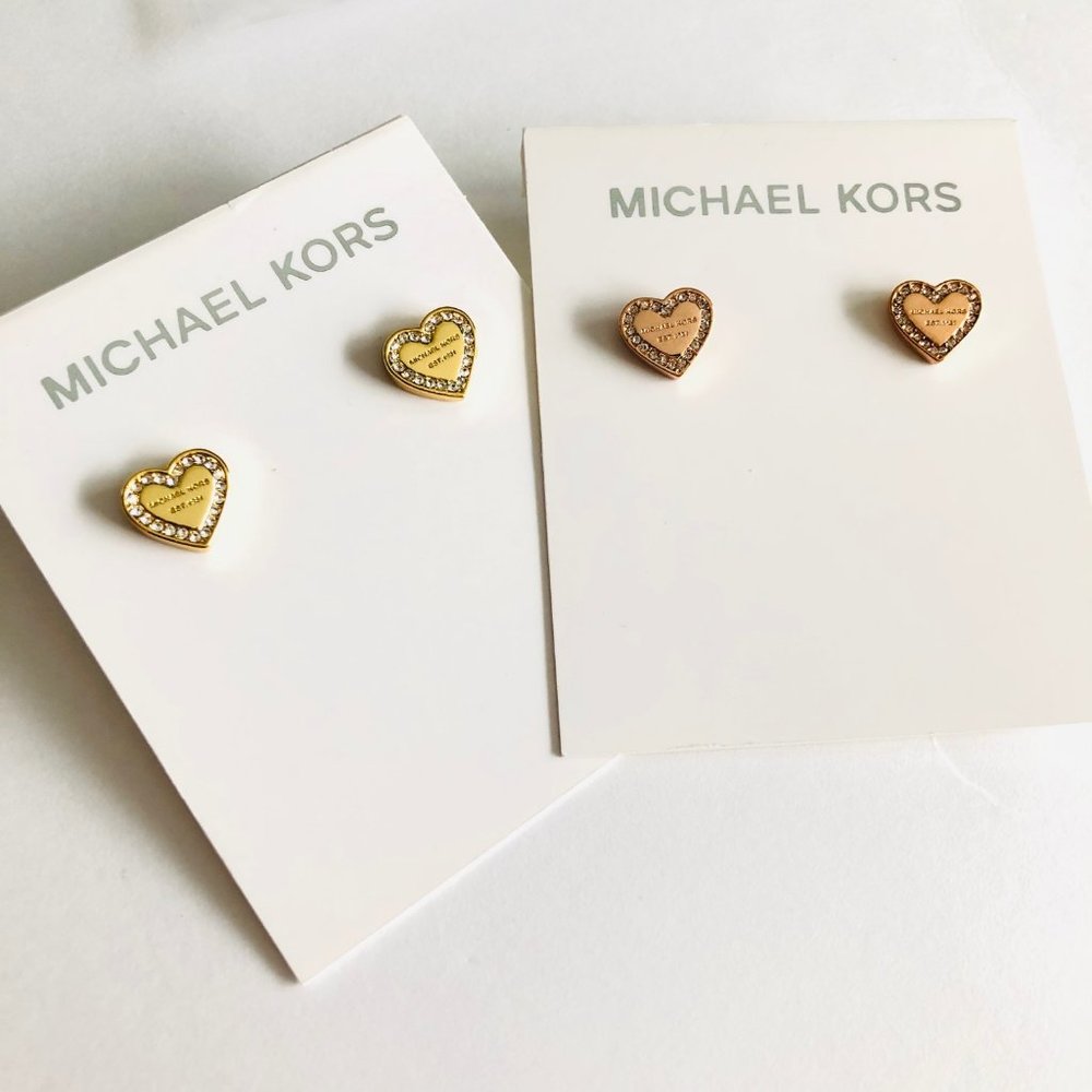 Michael Kors Crystal Heart Shaped Logo Stud